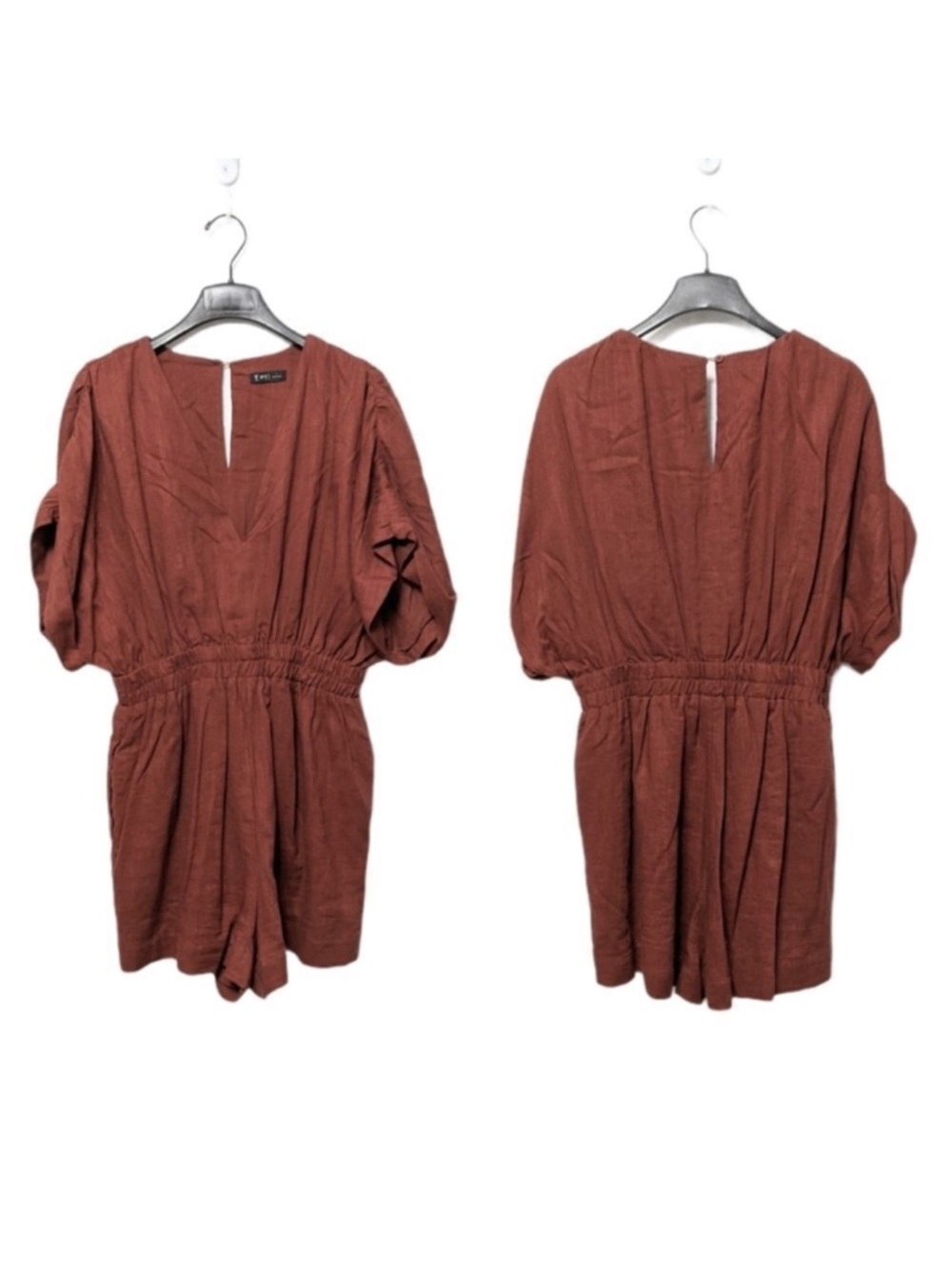 V ERY J Cotton Linen Loose Romper Playsuit L